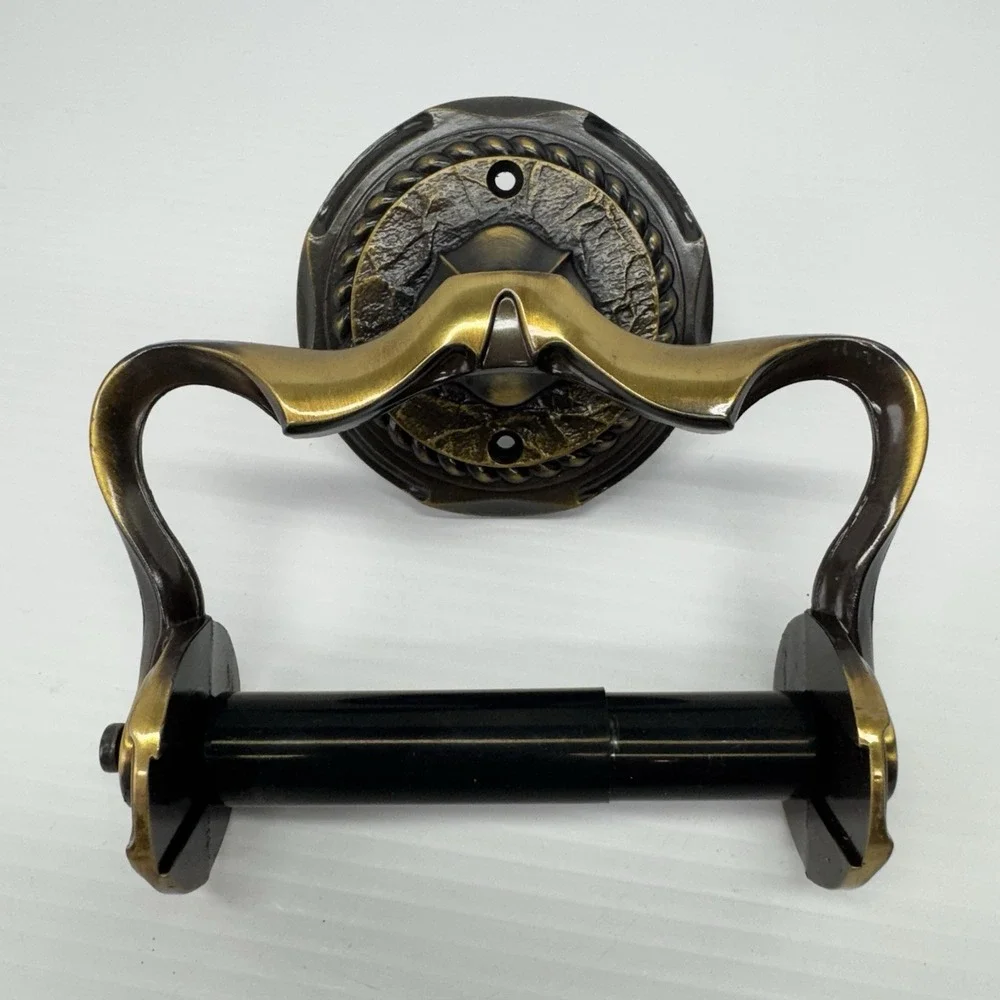 Vintage Amerock Carriage House Antique Brass Toilet Tissue Paper Holder MCM 60's